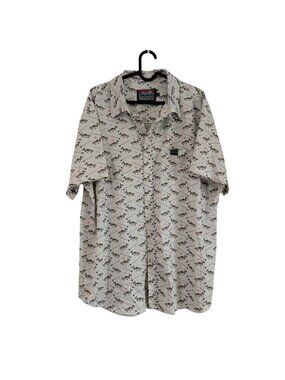 Burlebo Sockeye Salmon Mens XLarge Fishing Performance Short Sleeve Button Shirt
